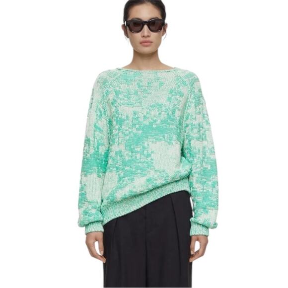 Closed Mint Green Chunky Two-Tone Knit Sweater – Sz Large - Picture 1 of 10